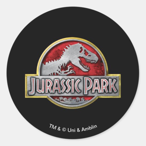 Jurassic Park  Metal Logo Classic Round Sticker