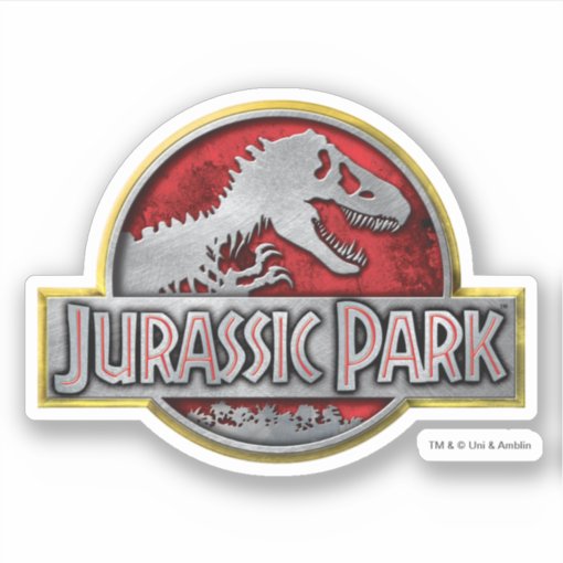 Jurassic Park Metal Logo Sticker Zazzle 