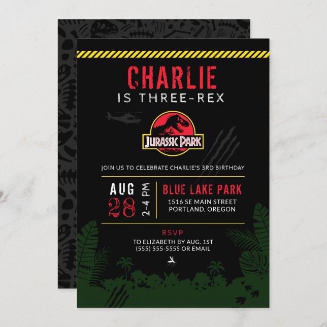 Jurassic Park | Three-Rex Third Birthday Invitation (Front/Back)
