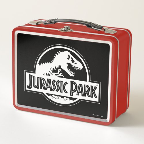 Jurassic Park  White Logo Metal Lunch Box