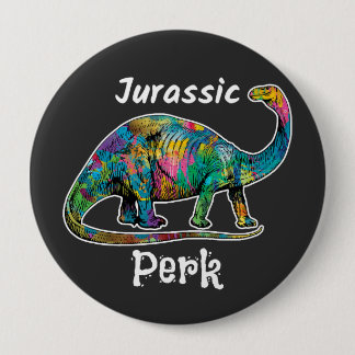 Jurassic Perk Colorful Dinosaur Black Button