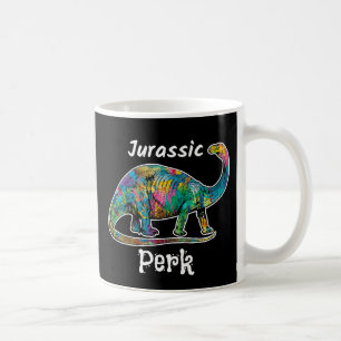 Jurassic Perk Colorful Dinosaur Black Coffee Mug