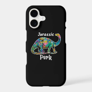 Jurassic Perk Colorful Dinosaur Black iPhone 17 Case