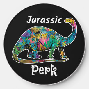 Jurassic Perk Colorful Dinosaur Black Wireless Charger