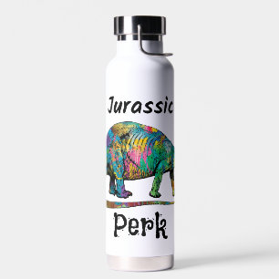 Jurassic Perk Colorful Dinosaur White Water Bottle