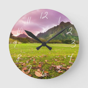 Jurassic Sunset Round Clock