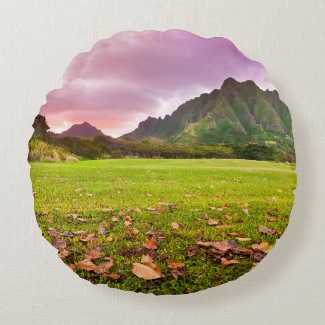 Jurassic Sunset Round Pillow (Front)