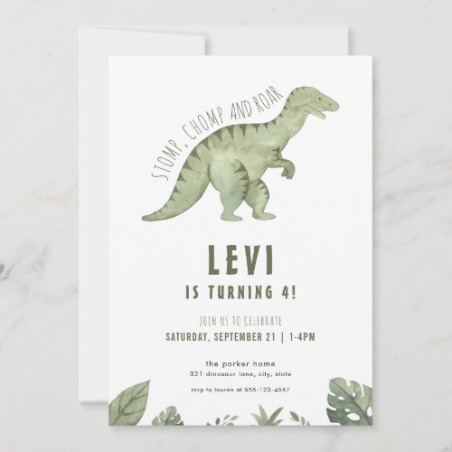 Jurassic T_Rex Boy Dinosaur Birthday Invitation