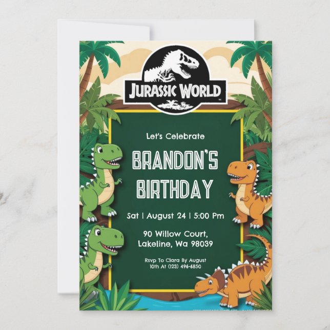 jurassic world birthday invitations (Front)
