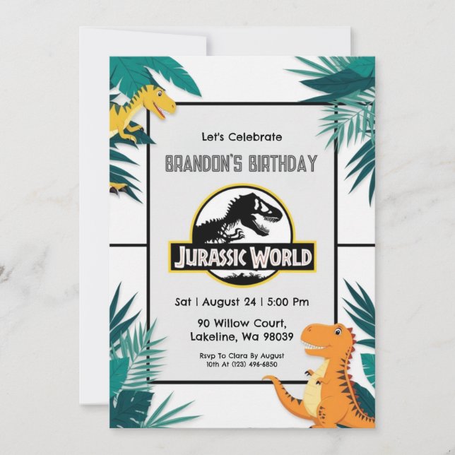 jurassic world birthday invitations (Front)