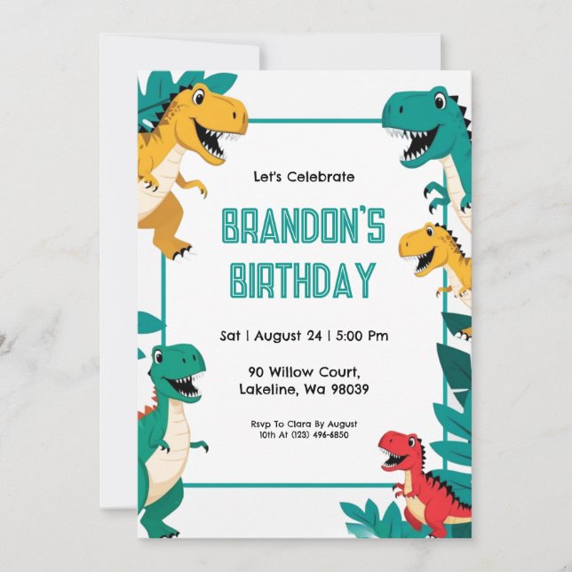 jurassic world birthday invitations (Front)