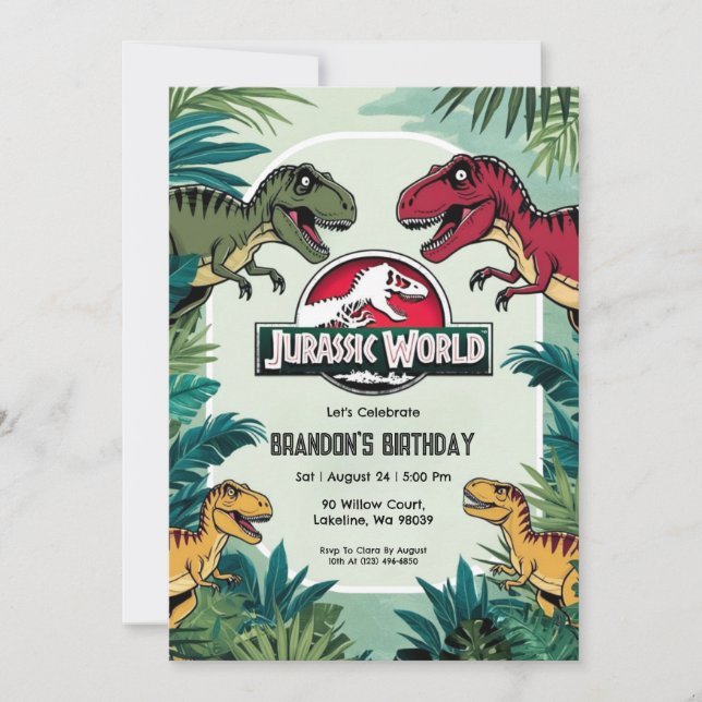 jurassic world birthday invitations (Front)