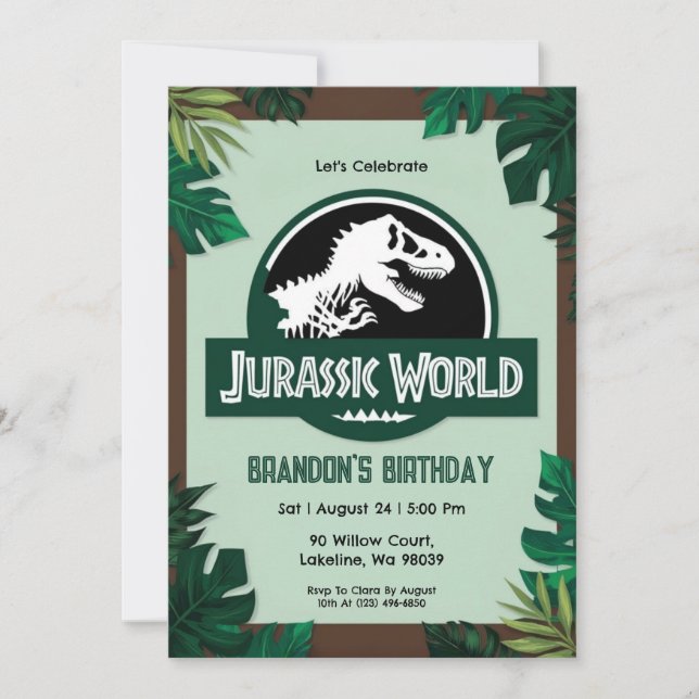 jurassic world birthday invitations (Front)