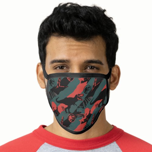 Jurassic World  Black Red  Grey Pattern Face Mask