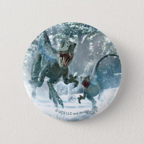 Jurassic World  Blue  Beta in Snowy Forest Button