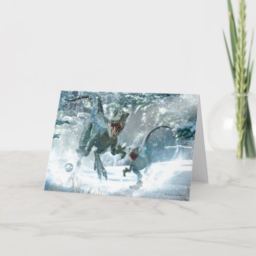 Jurassic World  Blue  Beta in Snowy Forest Card