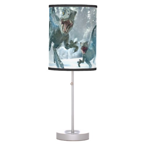 Jurassic World  Blue  Beta in Snowy Forest Table Lamp