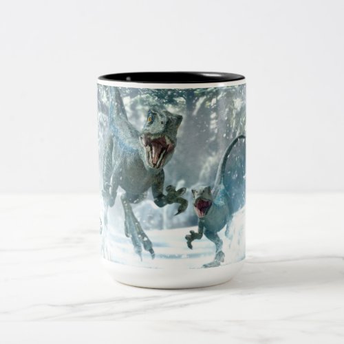 Jurassic World  Blue  Beta in Snowy Forest Two_Tone Coffee Mug