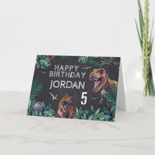 Jurassic World  Chalkboard Happy Birthday Card