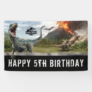 MASDISENOS! Dinosaur Birthday Banner Printed in Full Color Personalized Name Vinyl Banner Dinosaur Birthday Decoration