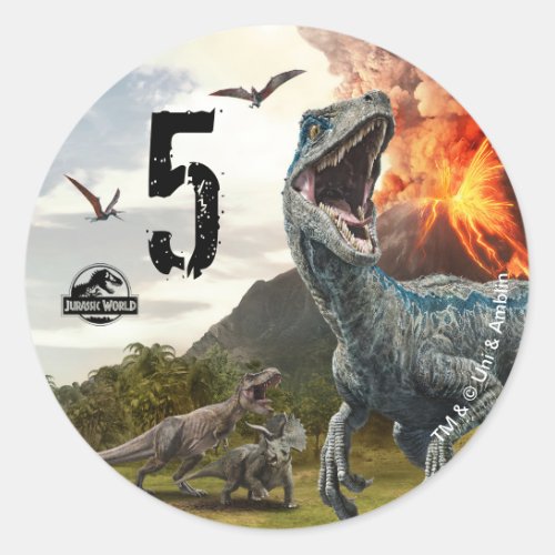 Jurassic World  Dinosaur Birthday Classic Round Sticker
