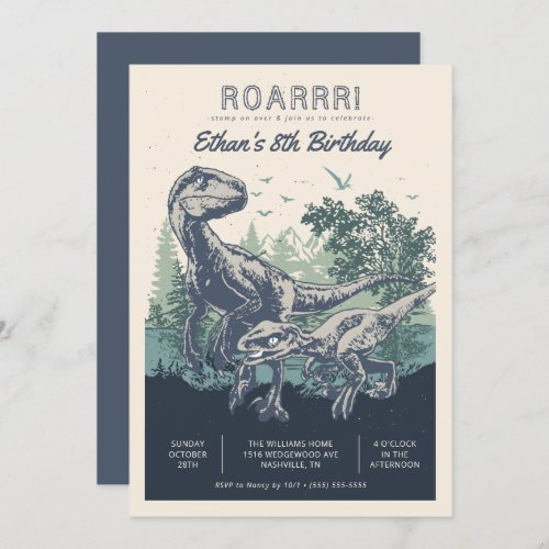 Jurassic World  Dinosaur Birthday Invitation