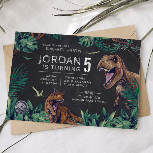 Jurassic World   Dinosaur Chalkboard Birthday Invitation