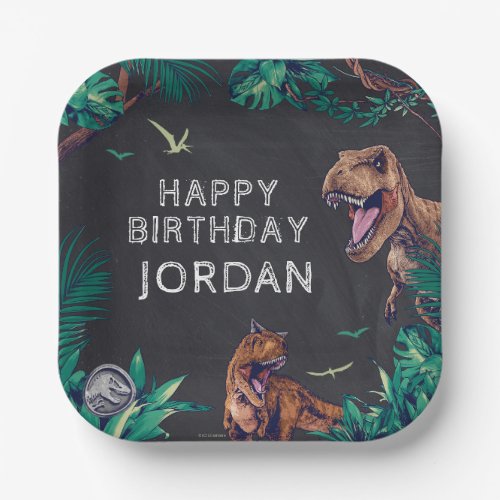 Jurassic World  Dinosaur Chalkboard Birthday Paper Plates