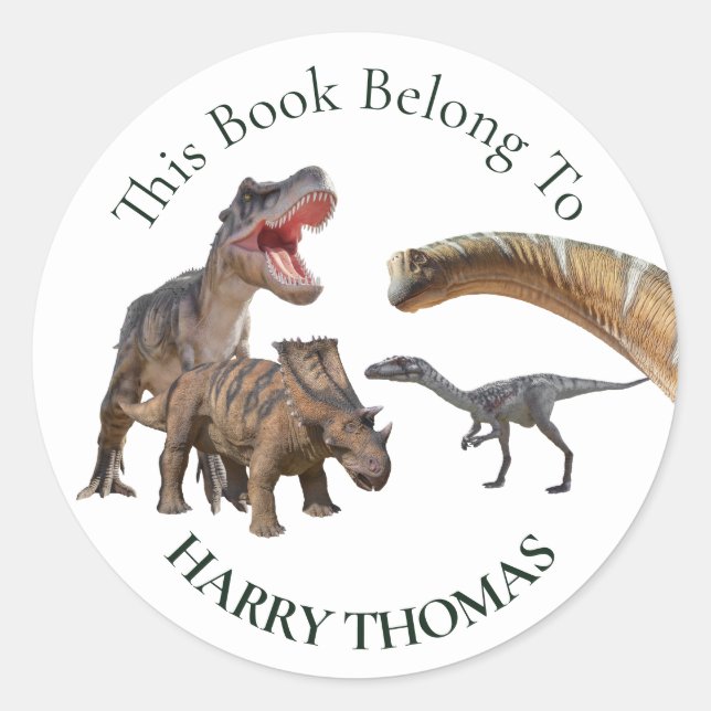 Jurassic World Dinosaurs BOOK Classic Round Sticke Classic Round Sticker (Front)