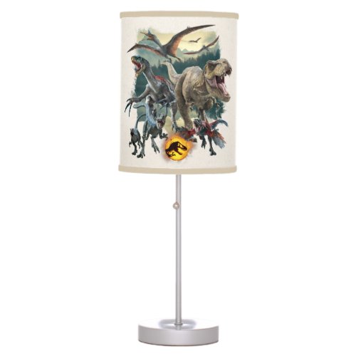 Jurassic World  Dinosaurs Emerging From Forest Table Lamp