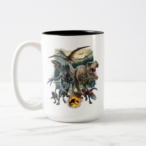 Jurassic World  Dinosaurs Emerging From Forest Two_Tone Coffee Mug