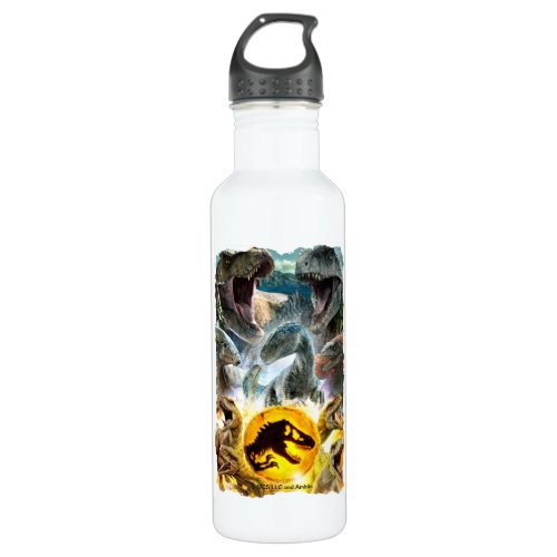 Jurassic World  Dinosaurs  Logo Composition Stainless Steel Water Bottle