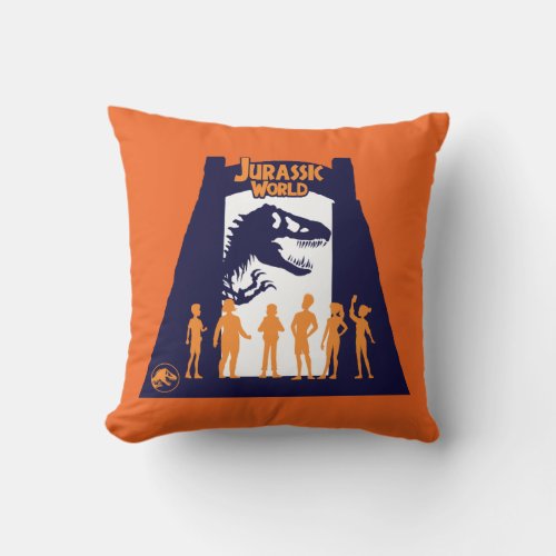 Jurassic World Gates  Campers Silhouette Throw Pillow