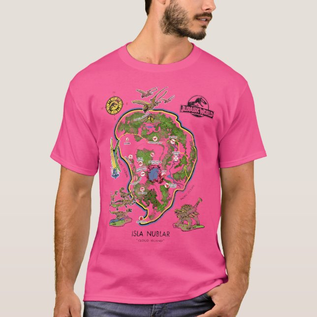 Jurassic World Isla Nublar Map T-Shirt (Front)