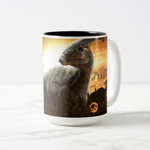 Jurassic World  Parasaurolophus in Field Two_Tone Coffee Mug