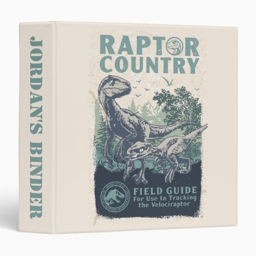 Jurassic World  Raptor Country Field Guide 3 Ring Binder