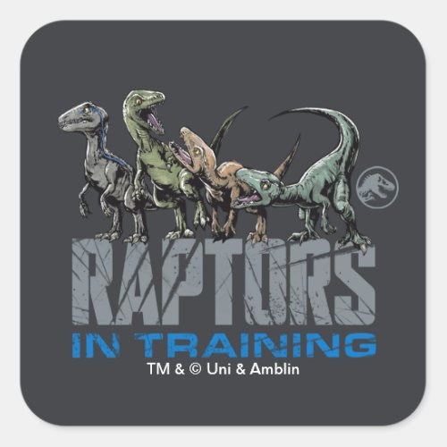 Jurassic World  Raptors in Training Square Sticker