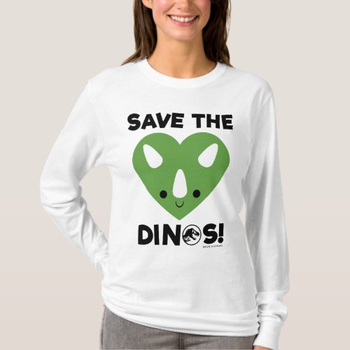 Jurassic World  Save the Dinos _ Green Heart 2 T_Shirt