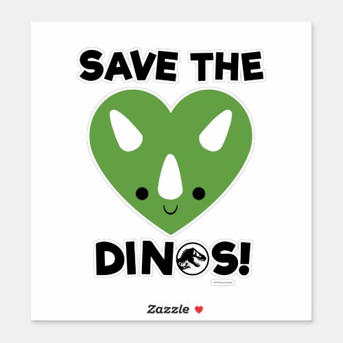 Jurassic World  Save the Dinos _ Green Heart Sticker