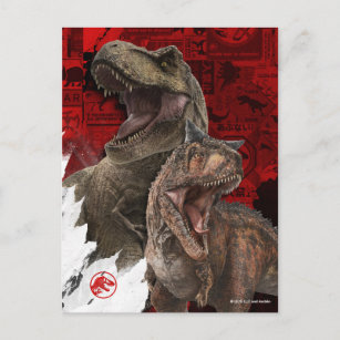 Jurassic World   T-Rex & Carnotaurus Signs Postcard