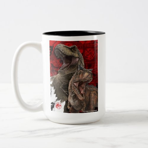 Jurassic World  T_Rex  Carnotaurus Signs Two_Tone Coffee Mug