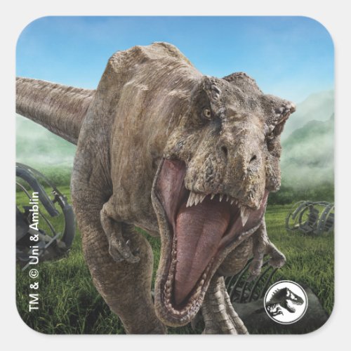 Jurassic World  T Rex _ Instinct to Hunt Square Sticker