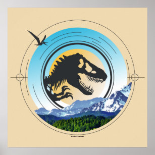 Jurassic World   T-Rex Mountain Range Logo Poster