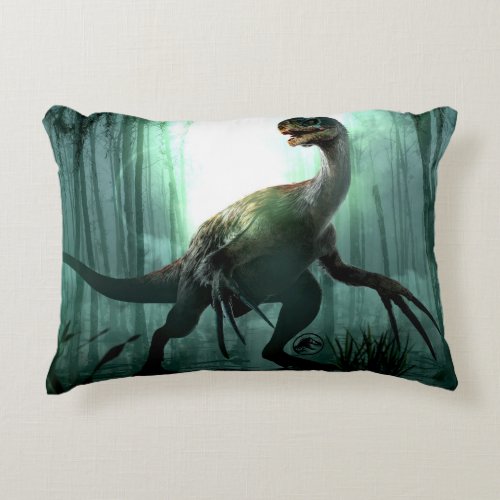 Jurassic World  Therizinosaurus in Forest Accent Pillow