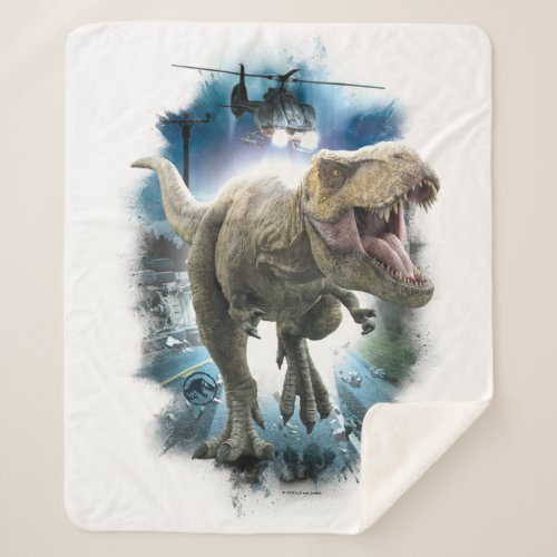 Jurassic World  Tyrannosaurus Rex With Helicoptor Sherpa Blanket