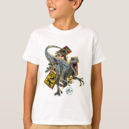 Jurassic World  Velociraptor Blue Signs Graphic T_Shirt