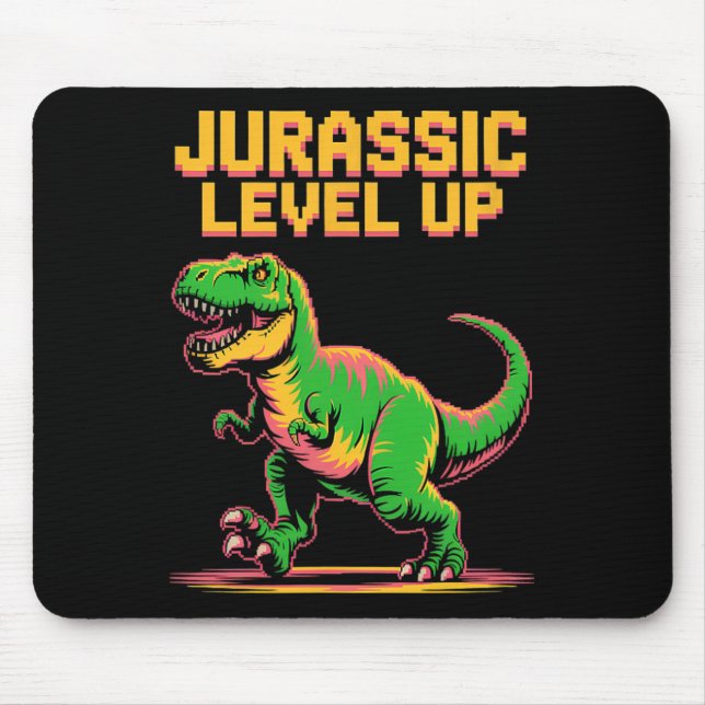 Juric Level Up Pixel Dinosaur Birthday Gamer  Mouse Pad (Front)