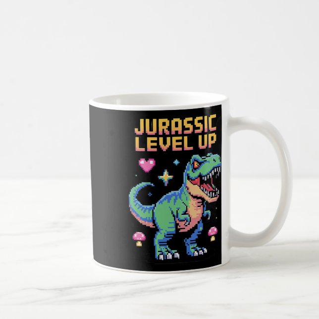Juric Level Up Pixel Dinosaur Retro Gamer 1  Coffee Mug (Right)