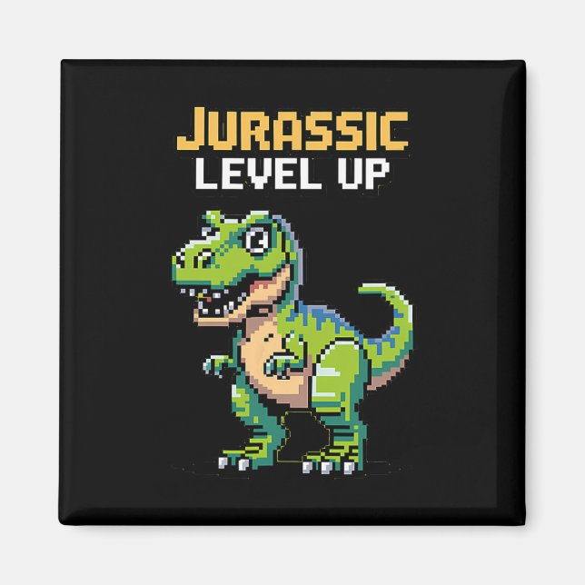 Juric Level Up Pixel Dinosaur Retro Gamer  Magnet (Front)