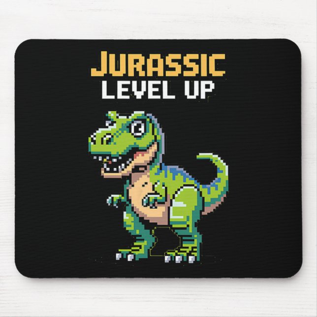 Juric Level Up Pixel Dinosaur Retro Gamer  Mouse Pad (Front)
